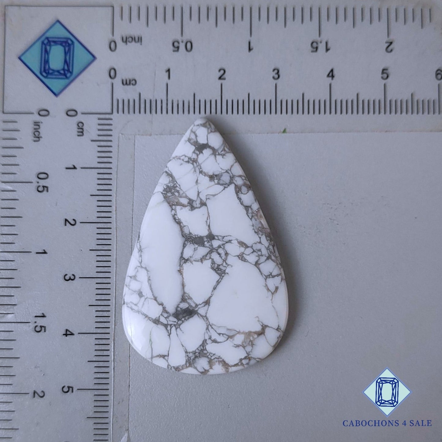 Natural Howlite Gemstone  Pear Cabochons 46*29*4mm from California available for sale