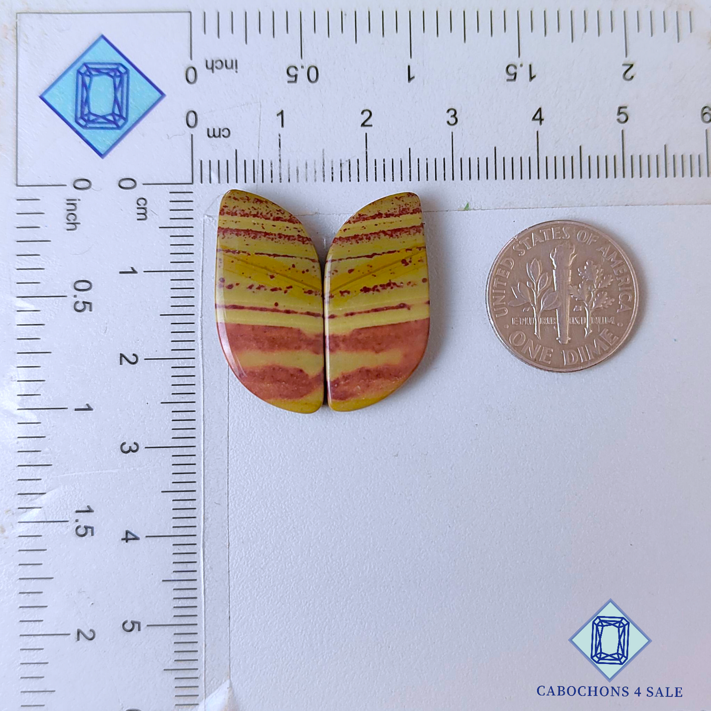 Pares de jaspe imperial de lujo de 24 x 12 x 3 mm