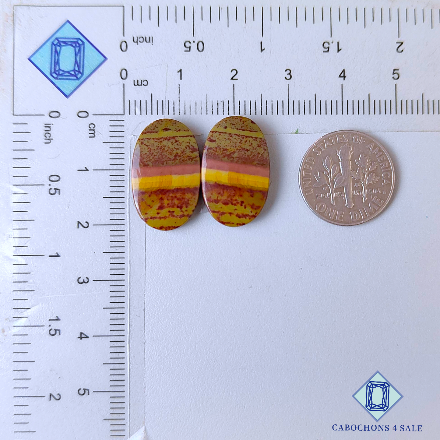 Pares ovalados de jaspe imperial de 20 x 12 x 4 mm