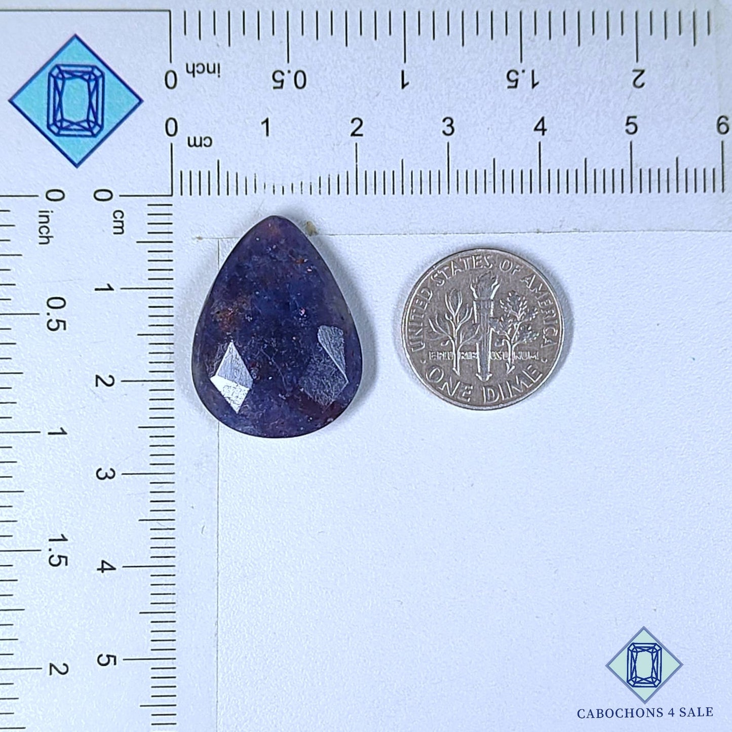 Natural Iolite Sunstone Gemstone Pear Rose Cut 24*18*5mm available for sale