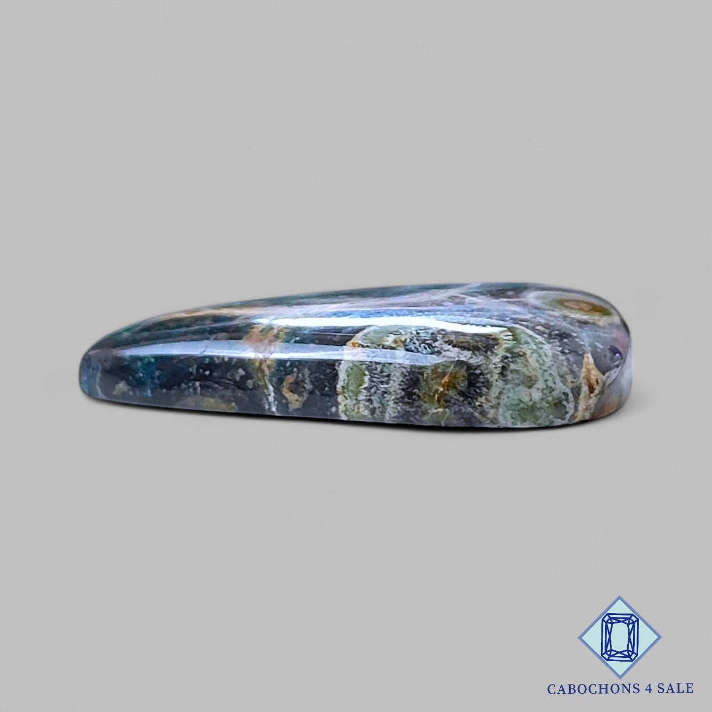 Cabujones de jaspe Kambaba natural en forma de pera de 33 x 30 x 6 mm de Madagascar, disponibles para la venta.