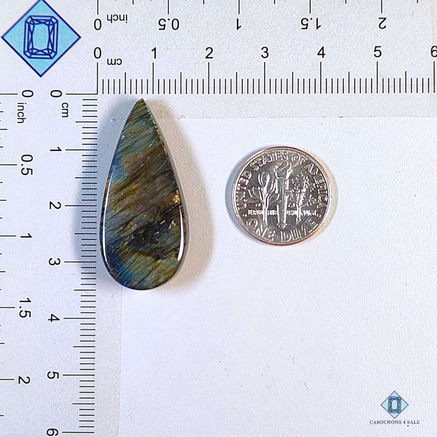 Cabujones de pera de labradorita multicolor