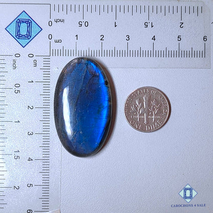 Cabujones ovalados de labradorita azul natural de 39 x 23 x 7 mm de Madagascar, disponibles para la venta. 