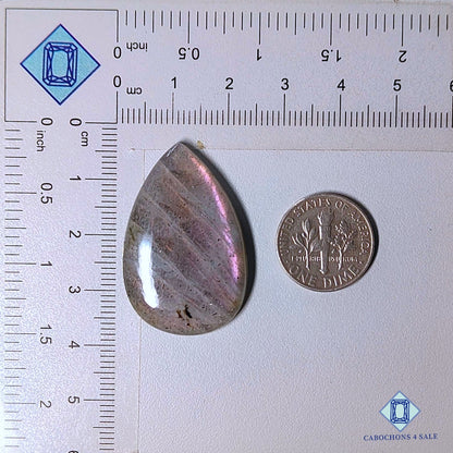 Natural Purple Labradorite Gemstone Pear Cabochons 35*22*5mm from Madagascar available for sale