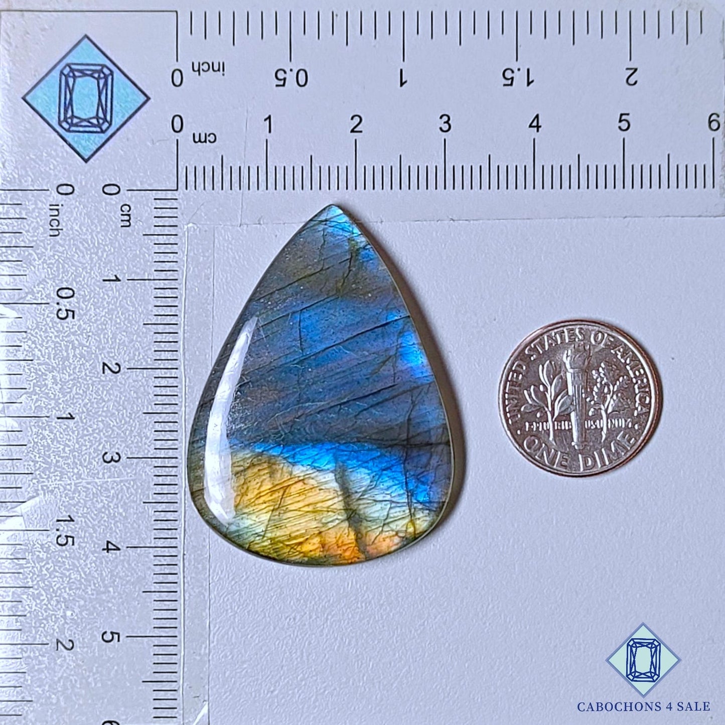 Cabujones de labradorita multicolor natural de 40 x 30 x 5 mm, de Madagascar, disponibles para la venta.