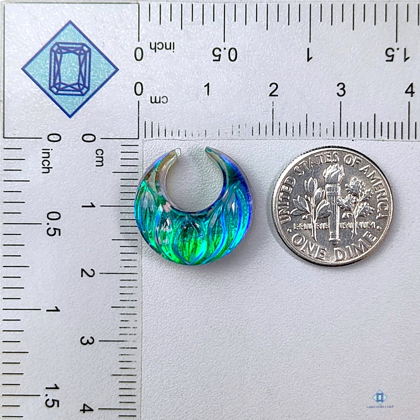 Labradorite Coated Doublets Crescent Carvings