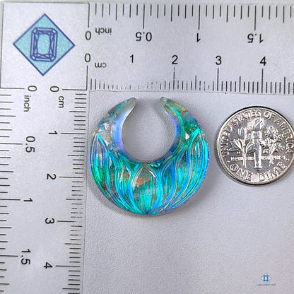 Labradorite Coated Doublets Crescent Carvings