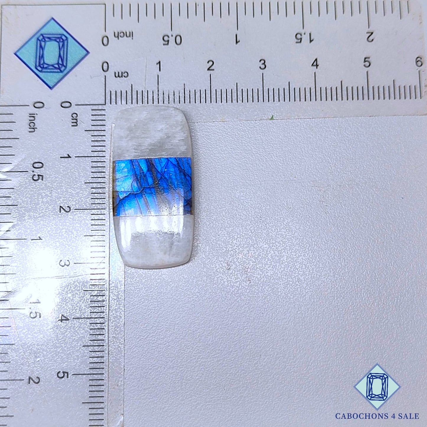 Labradorite + Moonstone Gemstone  Rectangle Doublets 30*15*4mm available for sale