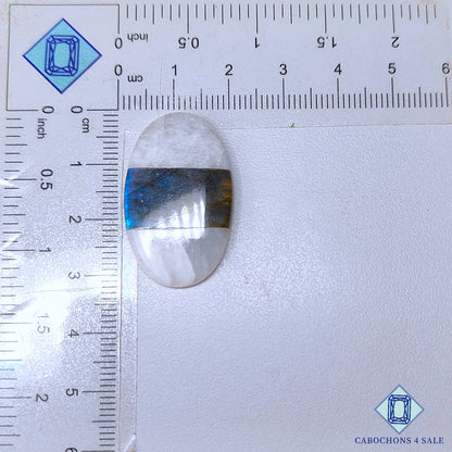 Dobletes ovalados de piedras preciosas de labradorita y piedra lunar de 31 x 19 x 5 mm disponibles para la venta