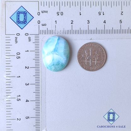 Cabujones ovalados de larimar de 21 x 16 x 6 mm