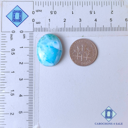 Cabujones ovalados de larimar de 20 x 16 x 6 mm