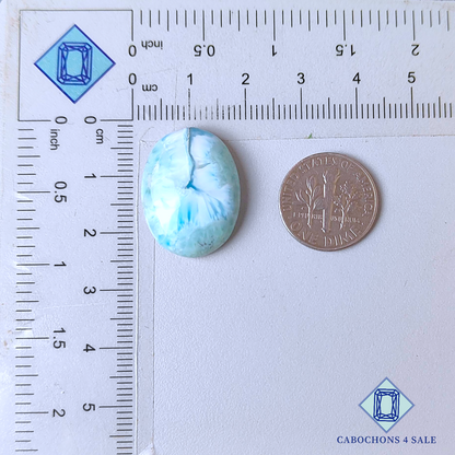 Cabujones ovalados de larimar de 23 x 17 x 6 mm