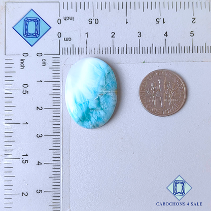 Cabujones ovalados de larimar de 26 x 19 x 5 mm
