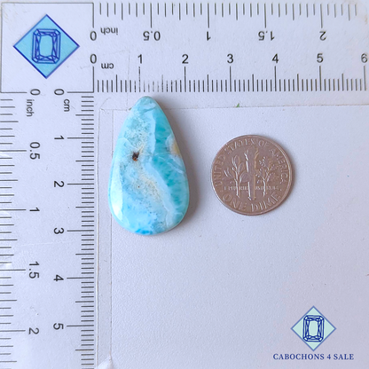 Cabujones de pera de larimar de 30 x 17 x 5 mm
