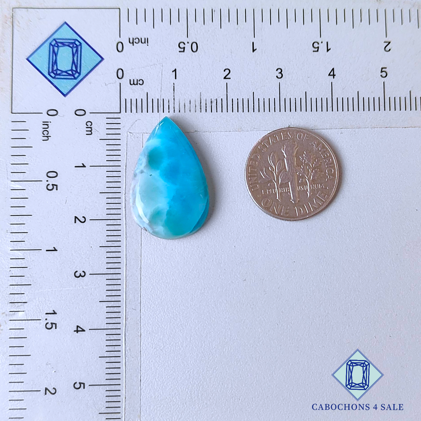 Cabujones de pera de larimar de 22 x 14 x 4 mm