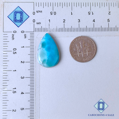 Cabujones de pera de larimar de 22 x 14 x 4 mm
