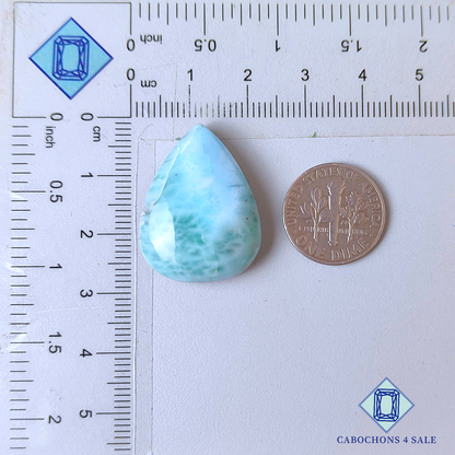 Cabujones de pera de larimar de 27 x 20 x 7 mm