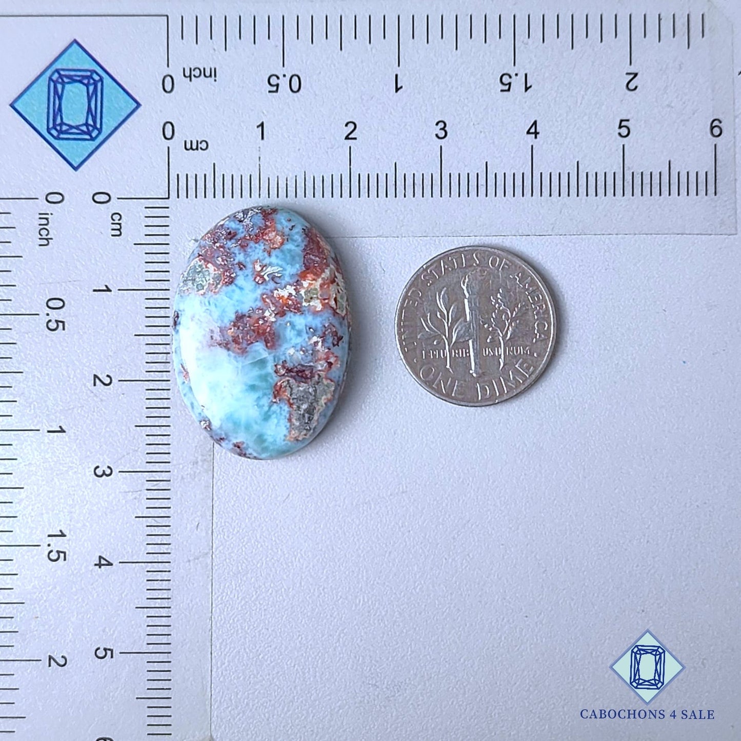Natural Larimar Gemstone  Oval Cabochons 28*20*5mm from Dominican Republic  available for sale