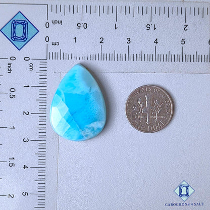 Natural Larimar Gemstone  Pear Checker Cut 28*21*5mm from Dominican Republic available for sale