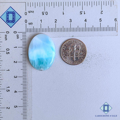 Cabujones ovalados de piedra preciosa larimar natural de 24 x 18 x 4 mm de República Dominicana disponibles para la venta.