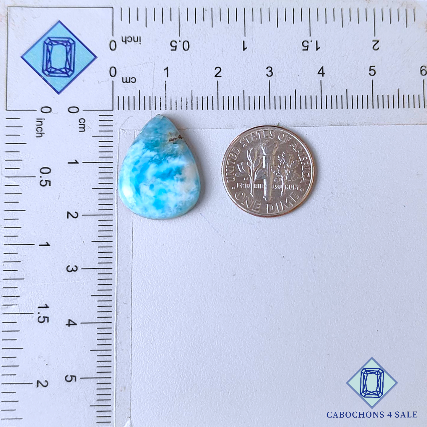 Cabujones de pera de larimar