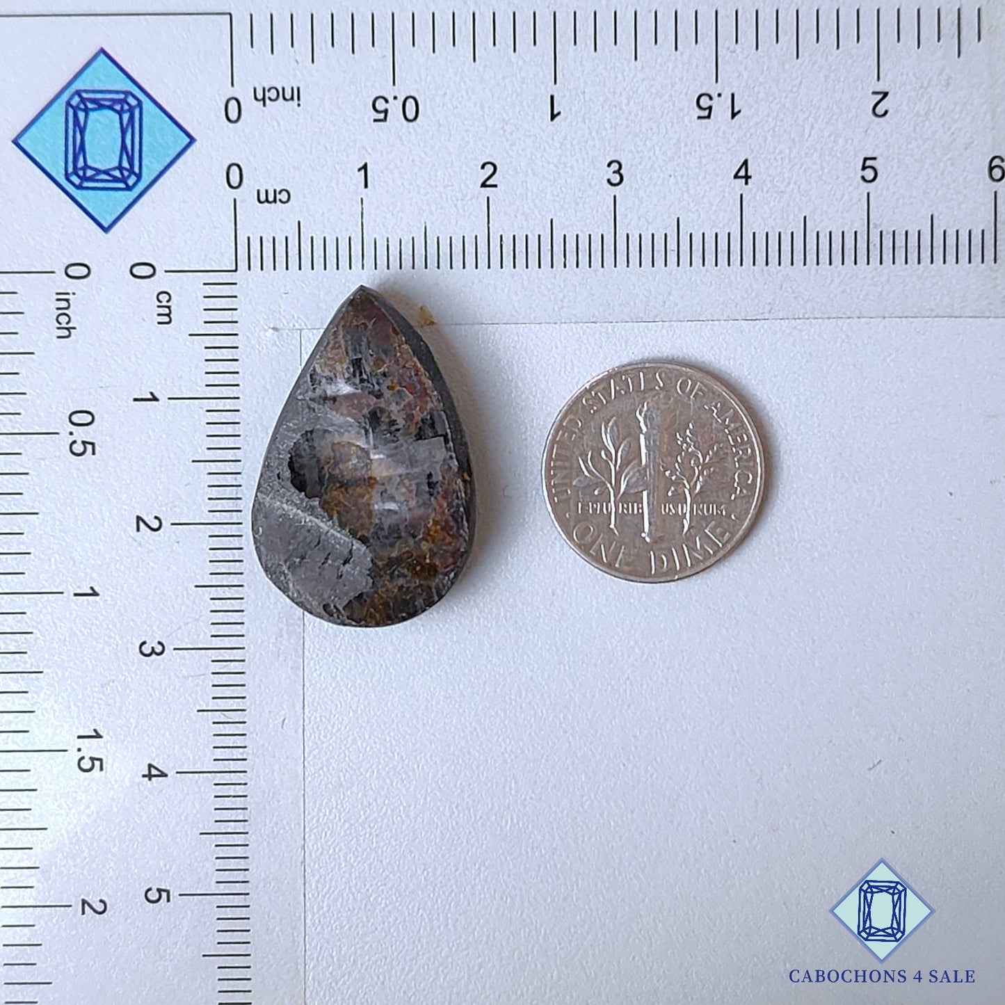 Natural Hypersthene Gemstone Pear Druzy 27*17*5mm from Canada available for sale