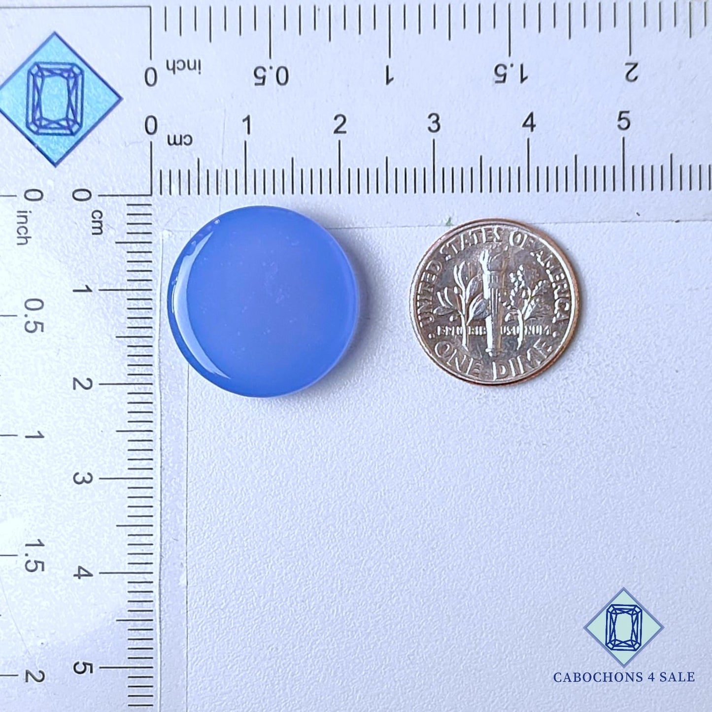 Cabujones redondos de calcedonia lavanda natural de 20 x 4 mm, de Indonesia, disponibles para la venta.