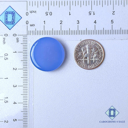 Cabujones redondos de calcedonia lavanda natural de 20 x 4 mm, de Indonesia, disponibles para la venta.