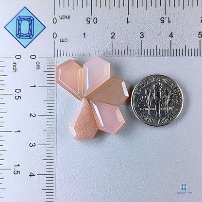 Lavender Chalcedony +  Peach Moonstone Hexagon Step Cut