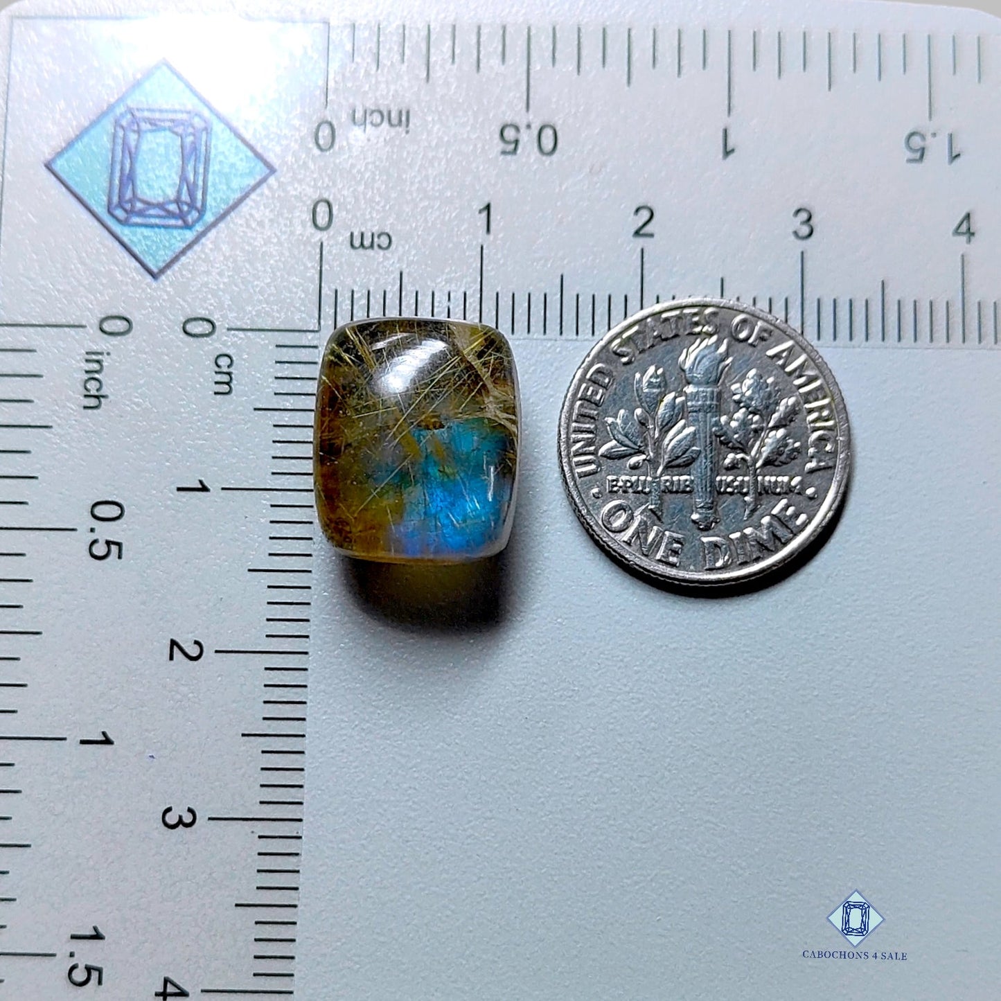 Labradorite +  Rutile  Quartz Doublets Rectangle Doublets