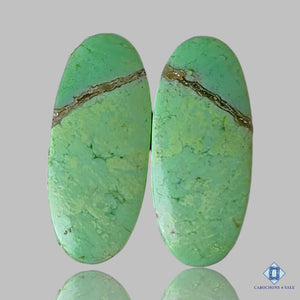 Natural Lemon Chrysoprase Gemstone Oval Pairs 25*11*4mm from Australia available for sale