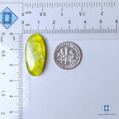 Cabujones ovalados de cuarzo limón natural de 27 x 13 x 5 mm, de Brasil, disponibles para la venta.