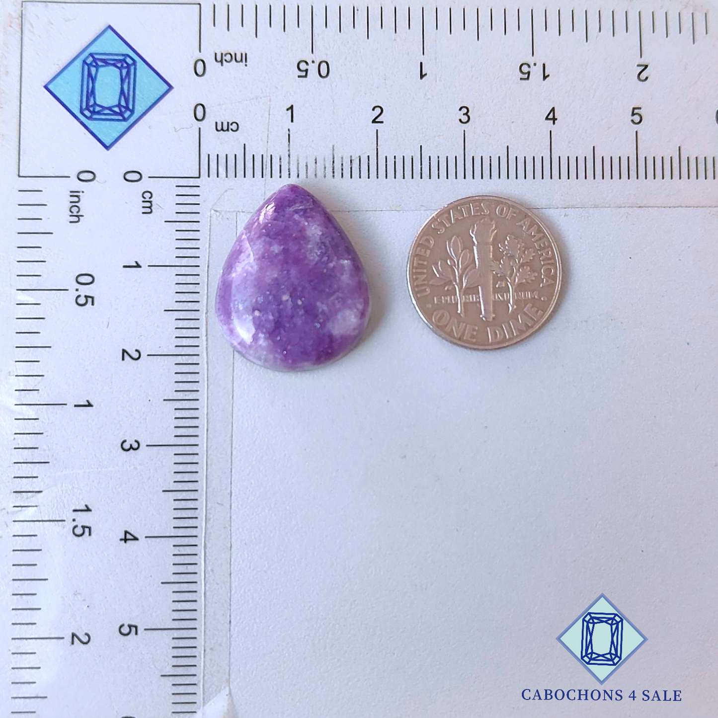 Cabujones de lepidolita en forma de pera (21 x 17 x 5 mm)