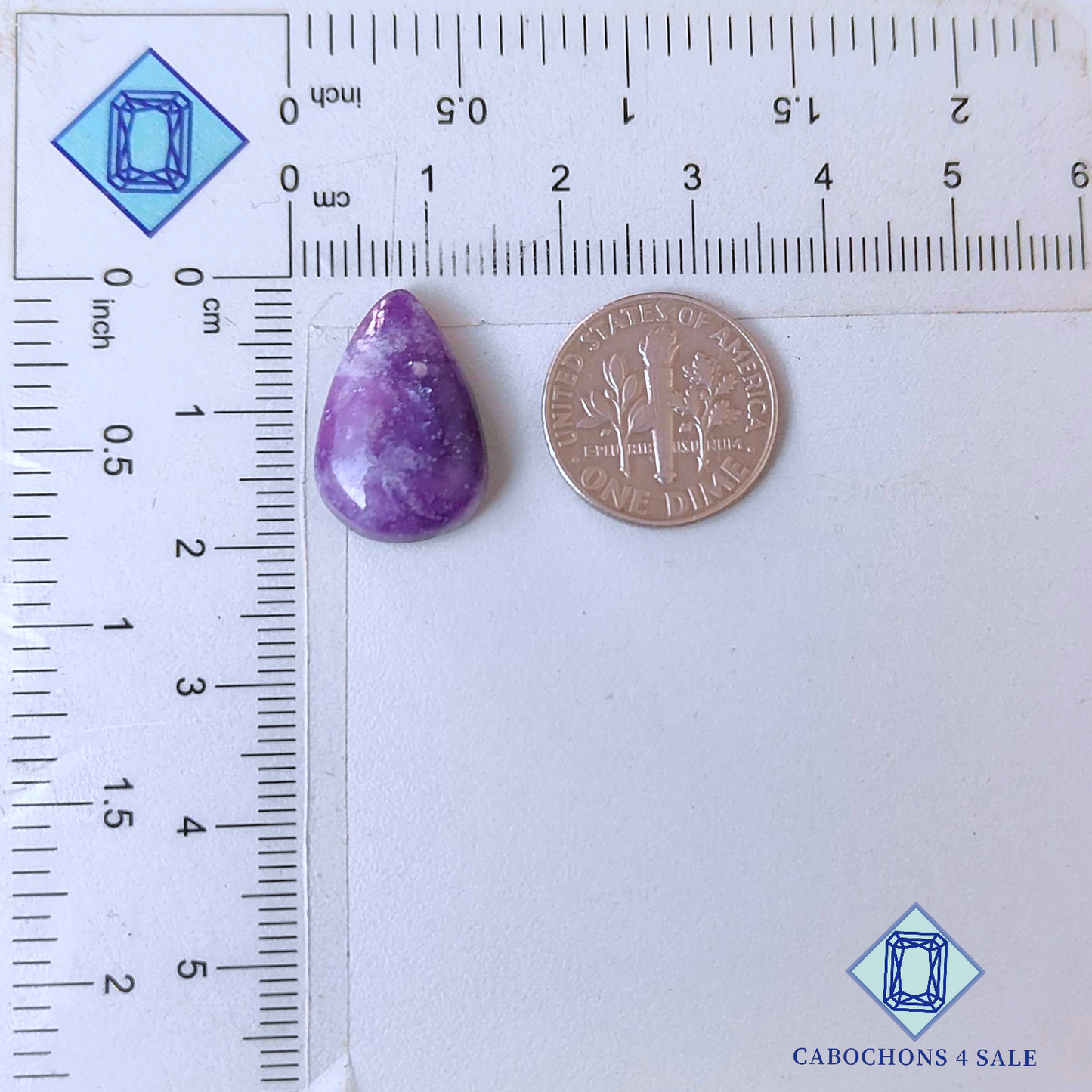 Cabujones de lepidolita en forma de pera de 18 x 12 x 5 mm