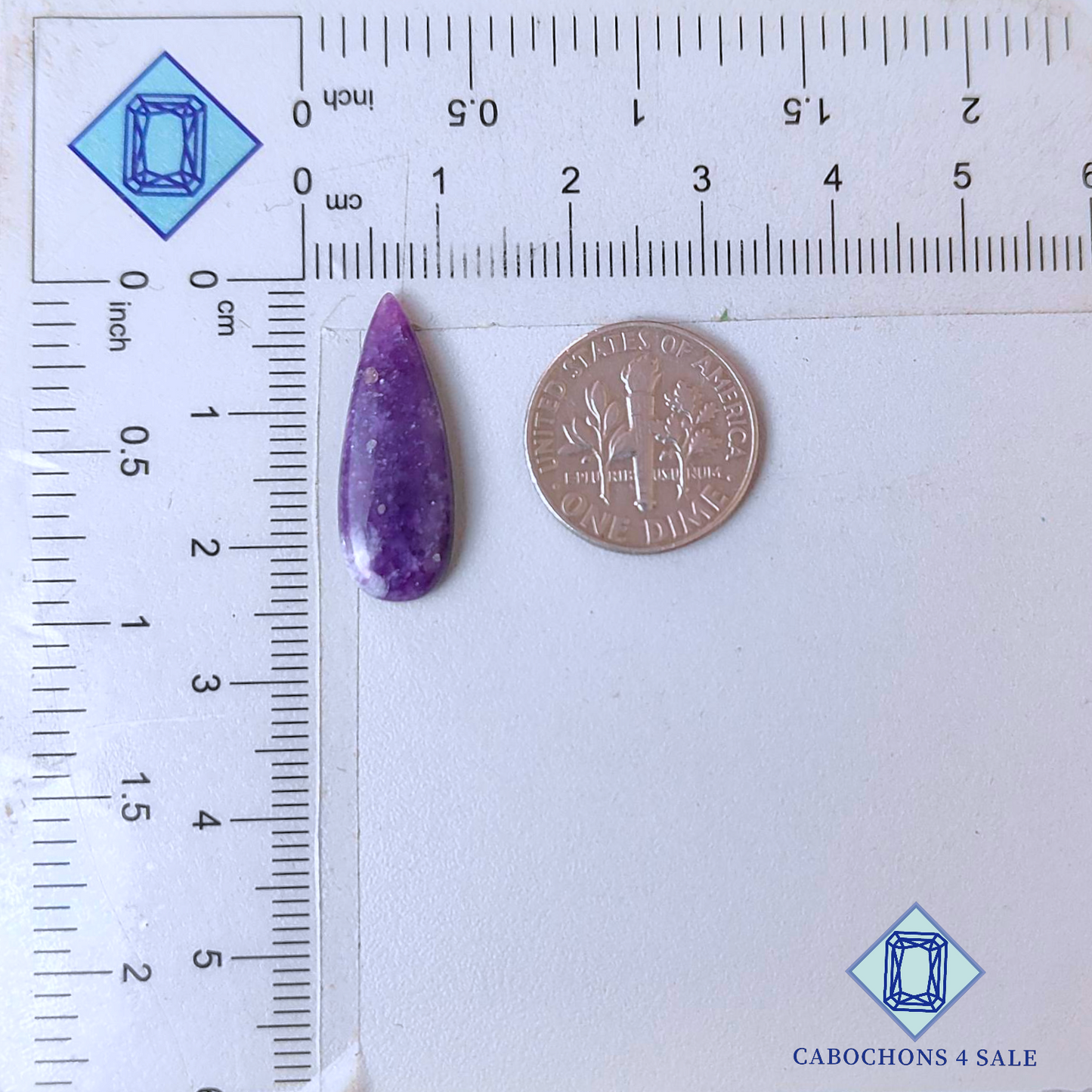 Cabujones de lepidolita en forma de pera de 23 x 8 x 3 mm