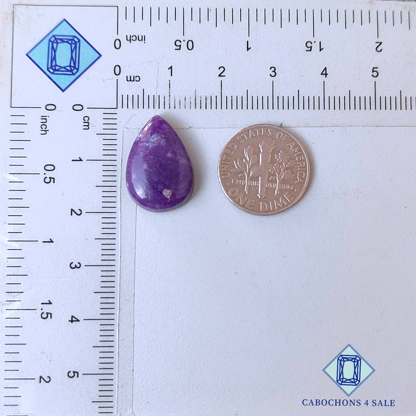 Cabujones de lepidolita en forma de pera de 18 x 13 x 5 mm