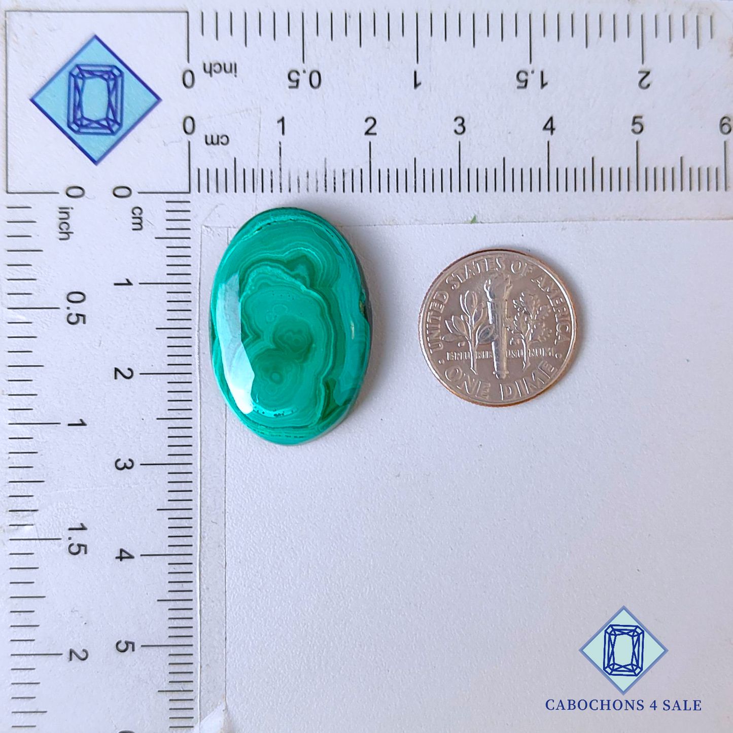 Cabujones ovalados de malaquita natural