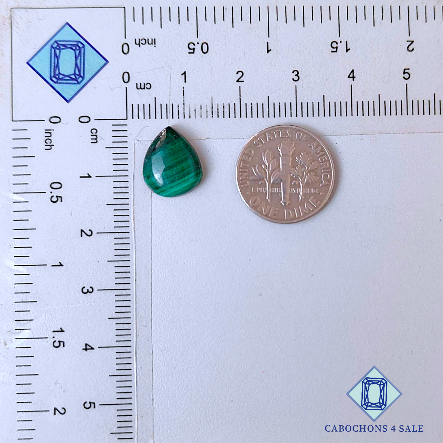 Malachite Pear Cabochons 12*10*3mm