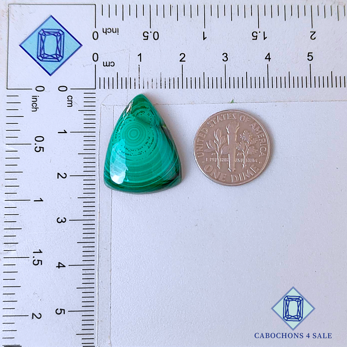 Cabujones de malaquita en forma de pera de 23 x 17 x 5 mm