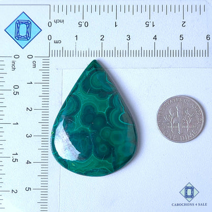 Natural Malachite Gemstone  Pear Cabochons 44*33*5mm from Tanzania  available for sale