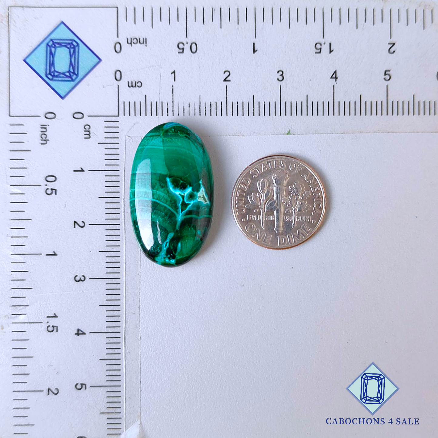 Cabujones ovalados de crisocola y malaquita natural