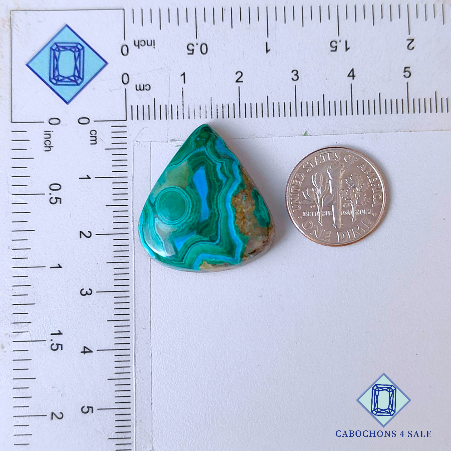 Natural Malachite Chrysocolla Pear Cabochons