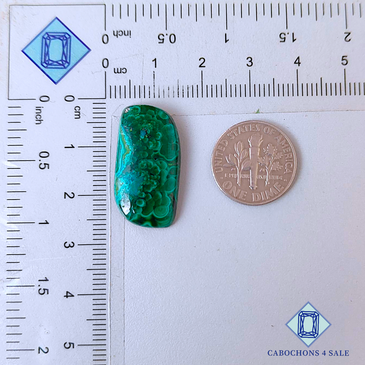 Cabujones de malaquita y crisocola de fantasía de 25 x 13 x 4 mm