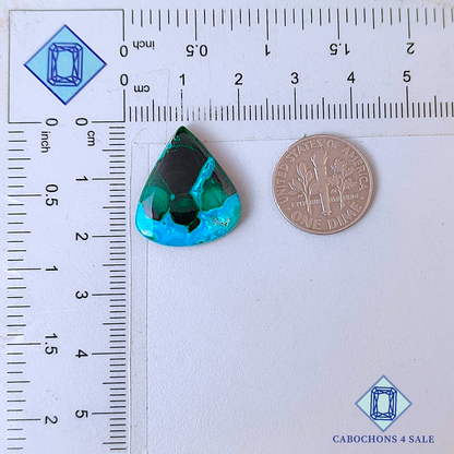 Cabujones de malaquita y crisocola en forma de pera, 21 x 18 x 4 mm