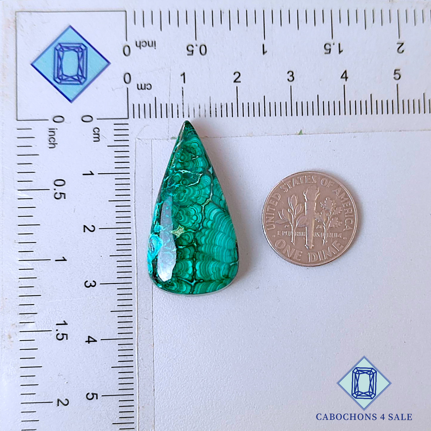 Cabujones Pera Malaquita Crisocola 31*16*6mm