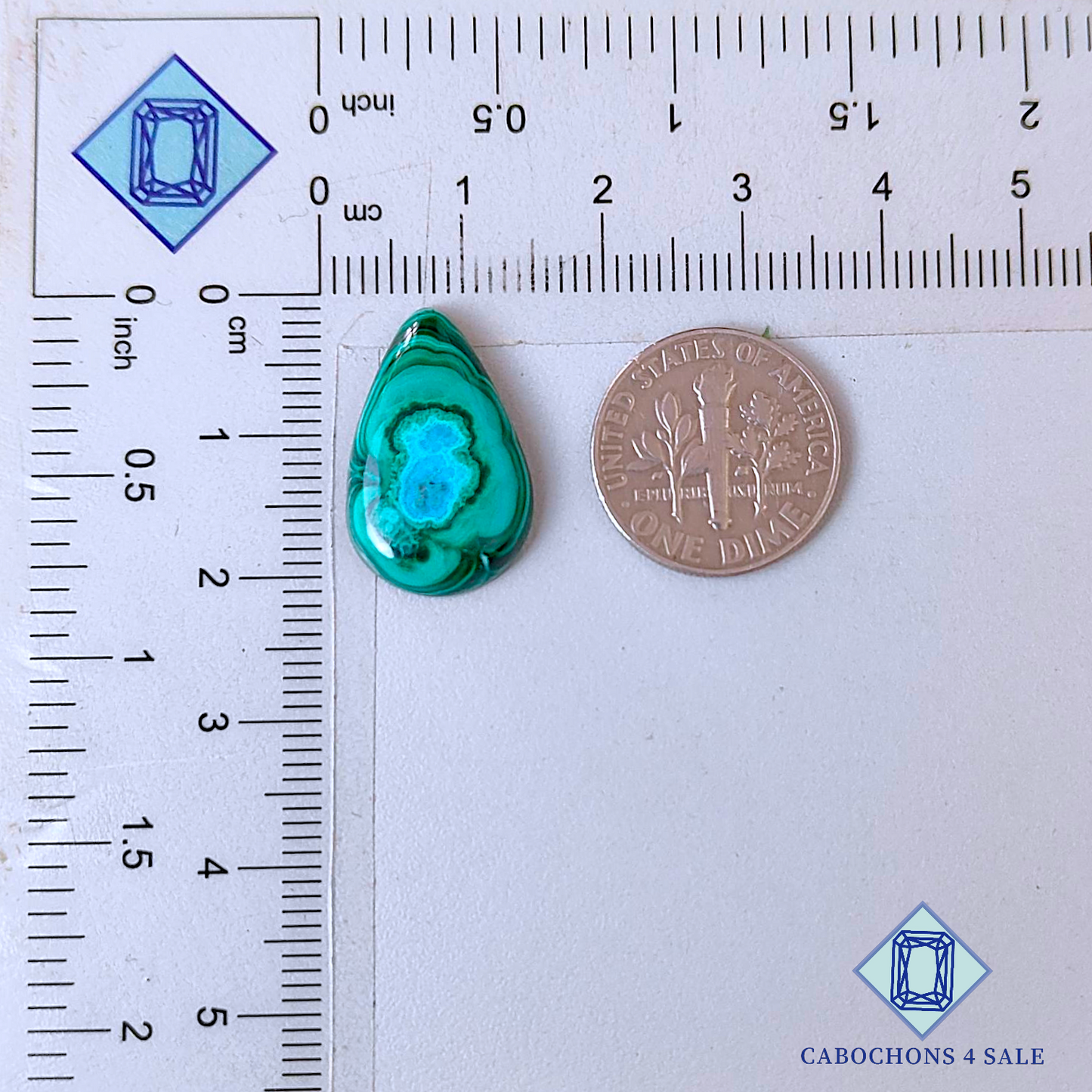 Cabujones de malaquita y crisocola en forma de pera, 20 x 13 x 4 mm