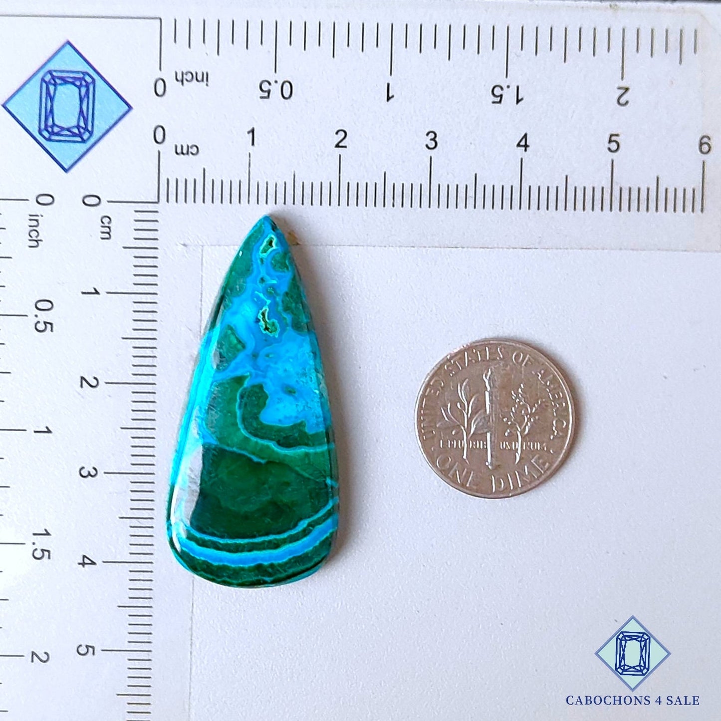 Natural Malachite Chrysocolla Gemstone Pear Cabochons 41*20*5mm from Democratic Republic of the Congo  available for sale