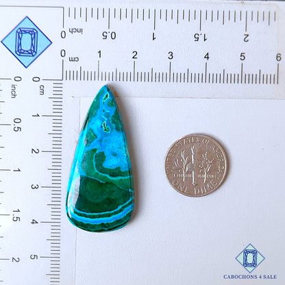 Natural Malachite Chrysocolla Gemstone Pear Cabochons 41*20*5mm from Democratic Republic of the Congo  available for sale