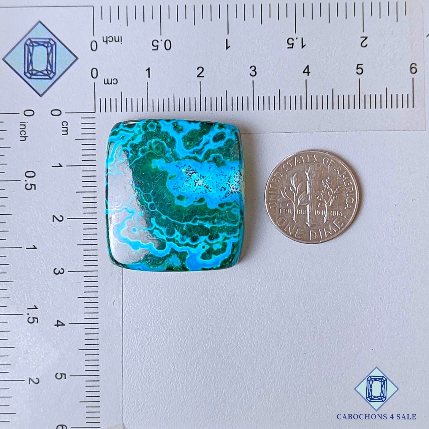 Natural Malachite Chrysocolla Gemstone Fancy Cabochons 29*26*7mm from Democratic Republic of the Congo  available for sale