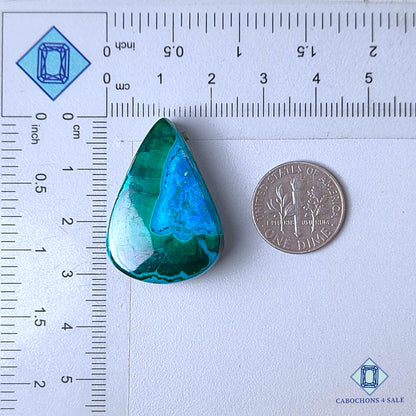 Natural Malachite Chrysocolla Gemstone  Pear Cabochons 31*22*9mm from Democratic Republic of Congo  available for sale